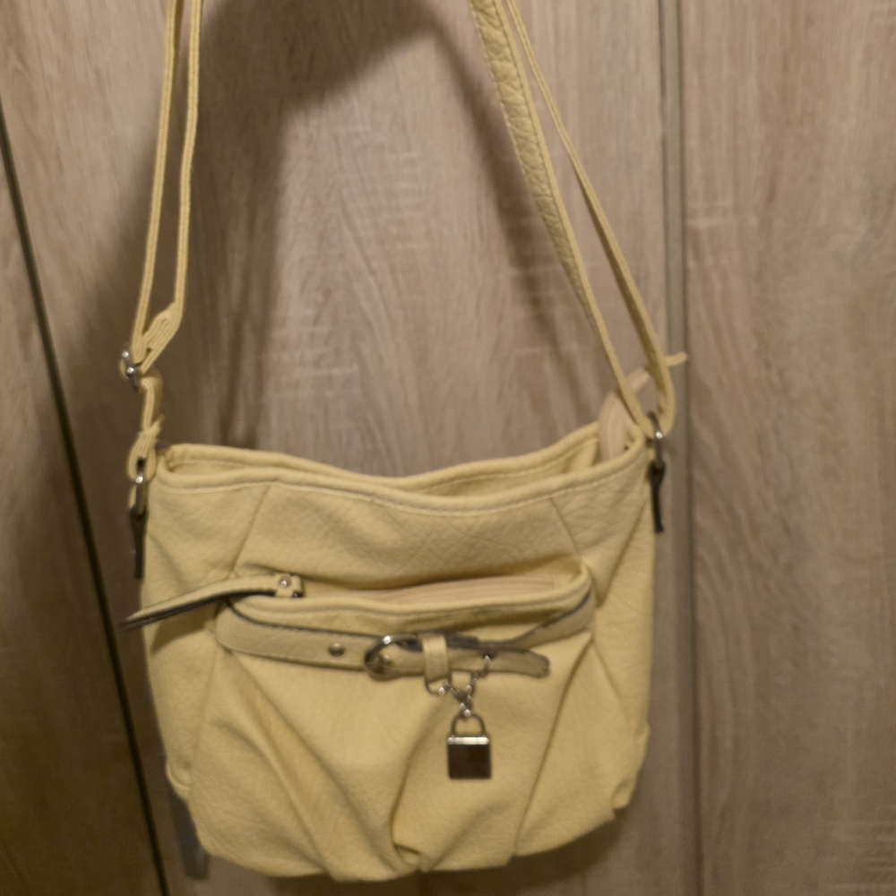 Rosetti Yellow Crossbody Bag with Front Pocket and Lock Charm